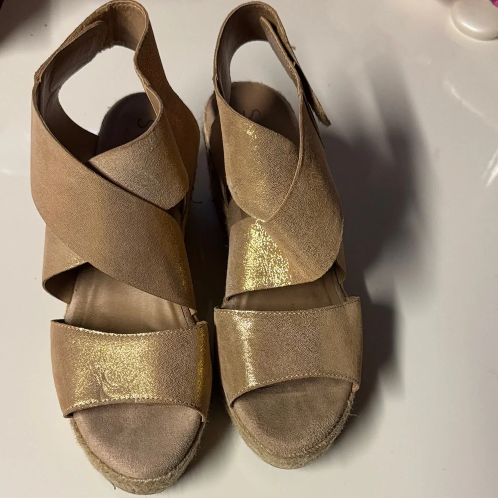 SOUL Naturalizer Elegant Gold Women's Wedge Heels Sandals - 👡